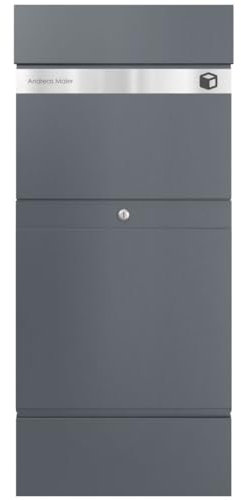 Briefkasten Manufaktur Freistehende Paketbox KLEIST Edition - Design Elegance 2 - Paketbriefkasten - XXL Briefkasten mit Namen graviert (RAL 7016 anthrazitgrau)