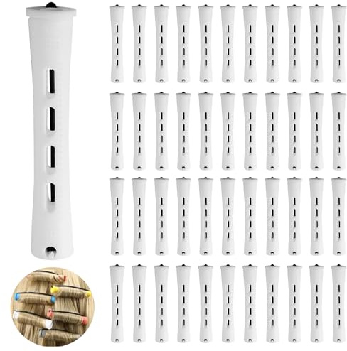 Coufce 60 Pcs Perm Rods 0.67 White Hair Rollers Cold Wave Long Short Hair Curling for Styling
