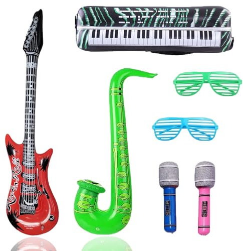 7 piezas de accesorios para caja de fotos, guitarras de aire para inflar, guitarra inflable, guitarra de aire, caja de fotos, accesorios de boda, accesorios para sesión de fotos, accesorios para caja