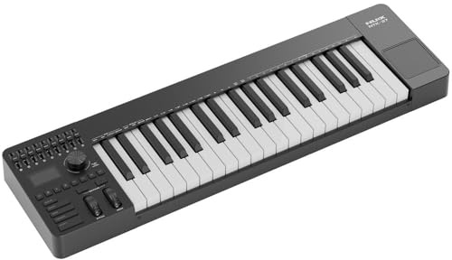 NU-X NTK-37 MIDI-Steuerungstastatur mit 37 Tasten, 3 Oktaven, Desktop-freundlicher multifunktionaler MIDI-Controller, Cubase LE im Lieferumfang enthalten, halbgewichtete Tasten, Pitch- und