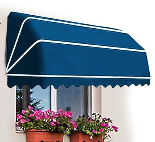 Toldo curvo retráctil para ventana de puerta, longitud 60 – 150 cm, material de poliéster, toldo para puerta de patio/ventana con protección contra la lluvia y la nieve para el balcón de casa, terraza
