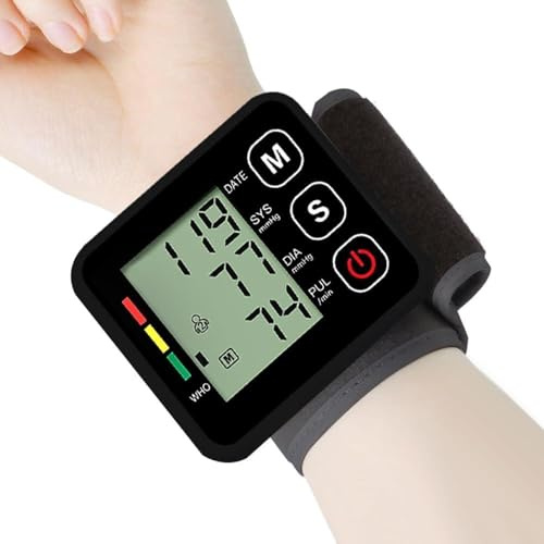 Tensiomètre, tensiomètre poignet, Moniteur d'hypertension avec fonction mémoire pour une mesure précise de la tension artérielle et du pouls, portable et facile à utiliser