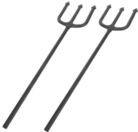 Hemobllo 2pcs Black Devil Cosplay Pitch Fork Lightweight Durable Halloween Prop for Parties Haunted Houses and Costume Accessories