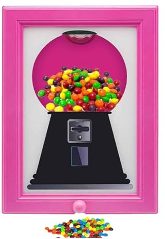Dispensador de caramelos montado en la pared, marco de fotos dispensador de dulces para decoración del hogar y la oficina, Halloween, Navidad, cumpleaños, Acción de Gracias | Dispensa chicle