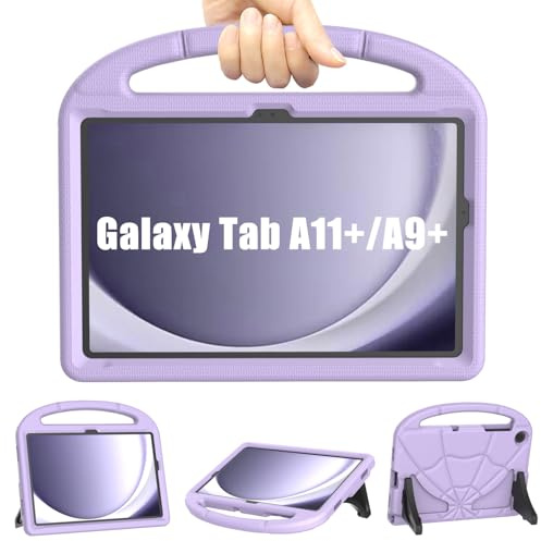 Patamiyar Barnfodral för Samsung Galaxy Tab A11+ Plus 11 tum 2025/Galaxy Tab A9+ Plus 11 tum 2023, Samsung A11 Plus/A9 Plus surfplattefodral med handtagshållare för Tab A11Plus/A9Plus - ljuslila