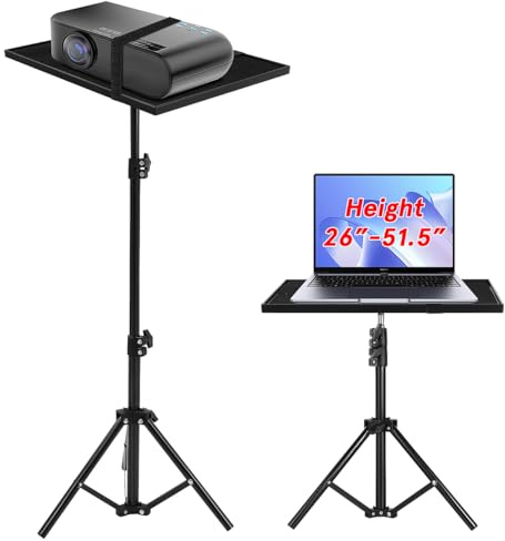 Didiseaon Projector Stand Tripod: Adjustable Laptop Floor Stand with Tray 112cm Stable Heavy Duty Projector Tripod for Tabletop or Floor Use for Home Theater Conference Classroom