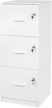 Relaxdays Aktenschrank Hängeregister, 3 abschließbare Schubladen, HxBxT: 103 x 40 x 40 cm, Hängeregisterschrank, weiß