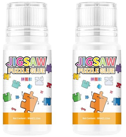 HWIREUIGT 2X Colla per Puzzle, Colla per Puzzle da 60 Ml con Testa In Spugna, Sigillante per Puzzle Non Tossico e Ad Asciugatura Rapida