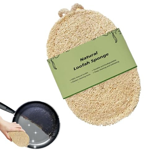 Spugna naturale – spugna in luffa | Spuğna abrasiva riutilizzabile per | pentole e padelle, quadrata/rotonda, biodegradabile per casa, cucina, bagno, fornello