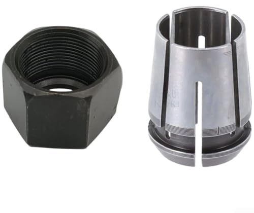 Juego de pinzas de 12,7 mm y tuercas de 12 mm compatible con enrutador CNC 3612br 3612 Rp1800 para sujeción segura de fresas de extremo en acabado de acero plateado