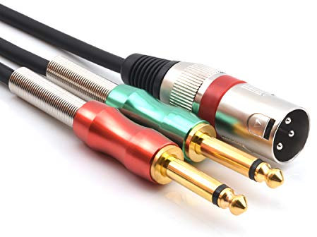 SiYear XLR Male to Double 6.35mm 1/4 TS Y Splitter Cable, Dual Mono (1/4 inch) 6.35mm to XLR 3 Pin Plug Stereo Microphone Audio Converter Adapter Cable(10Feet/3M)