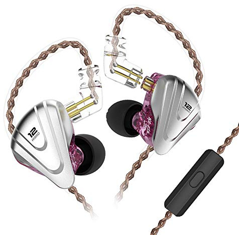 Yinyoo KZ ZSX In Ear Monitor Earphone 5BA and 1DD KZ Headsets, In Ear Hybrid Headphones IEM Earphones with Detachable 0.75mm 2 pin Cable(With Mic, Purple)