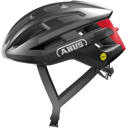 ABUS Rennradhelm PowerDome MIPS - leichter Fahrradhelm mit cleverem Belüftungssystem und Aufprallschutz - Made in Italy - für Damen und Herren - Dunkelgrau, Größe L