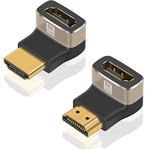 Duttek 8K HDMI 90 Grad Adapter und 270 Grad HDMI Extension, HDMI 2.1 Male to Female unterstützt 8K@60Hz, 4K@120Hz HDR, Dolbyfor Laptop, PC, Monitor, TV-2 Stück
