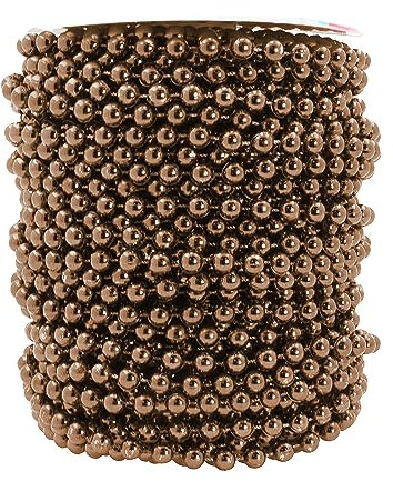 Mandala Crafts Faux 6mm Brown Pearl Beads Chain Roll – 27 Yards Pearls Garland Strand Strings for Wedding Decor, Floral Arrangements, Christmas Trees & Event Decorations