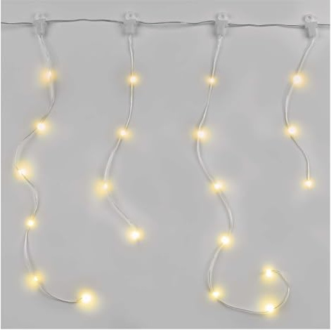 EMOS LED-ljusslinga, iskallt regnmönster, 54 LED, 1,7 m lång + 5 m strömkabel, 8 belysningslägen för fester, jul, IP44, inomhus och utomhus, varmvit