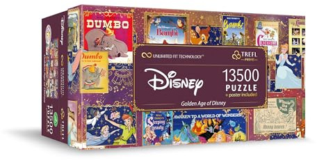 Trefl Prime - Puzzle UFT: Disney, Golden Age of Disney - 13500 Piezas, Rompecabezas Grande, EKO, Collage con Personajes de Cuentos de Hadas, Entretenimiento para Niños a Partir de 12 Años