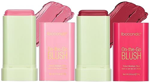 BeauFairy Creme Blush Stick, 2 Stk, 3 in 1 Rougestift, Matte Rouge Stick, Face Blush, Natürliche, Leicht zu Mischen, Multi Gesicht Erröten für Wange, Lippe und Auge, 01+02