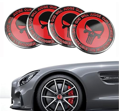 lurora2021 60mm Skull Tapacubos para Llantas Coche Universal Tapas de Rueda de Centro Tapas Centrales de Rueda Tapas de Buje para Accesorios Universales para Cubiertas de Ruedas de Coche, 4 Piezas