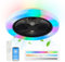 Ventilador de Techo Con Luz RGB,Moderno Regulable Ventiladores de Techo,50CM Reversible RGB Lampara Ventiladores de Techo,6 Velocidades LED Plafon Regulable con mando a distancia y APP (Negro)