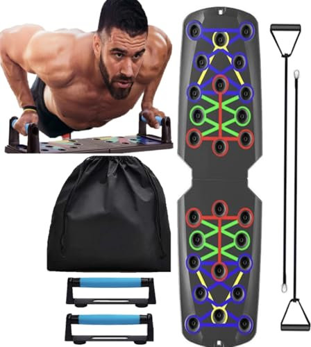 Push Up Board 15-in-1 with Resistance Bands, Handles & Carry Bag – Home Gym Equipment for press up handles – Chest, Arms, Back, Shoulders –Calisthenics & Fitness Kit, Indoor and outdoot use