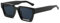 WDZAYXC Vintage Rechteckige Sonnenbrille für Damen Herren Chunky Rectangle Sunglasses Retro Brille UV400 Schutz(Schwarz/Schwarz)