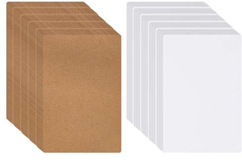 100 Stück A6 Postkarten Blanko,15 x 10 cm Postkarten Blanko,Kraftkarton zum Drucken 350g/m² Blanko Karten postkarten Karteikarten Papier Karten für DIY Kreative Bastelprojekte (Braun/weiß)