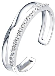 925 sterling silver ring dam justerbar ring öppna ringar med kubisk zirkonia ring 925 silver förlovningsring bröllop vigselring för dam flicka, Sterlingsilver, Kubisk zirkonia