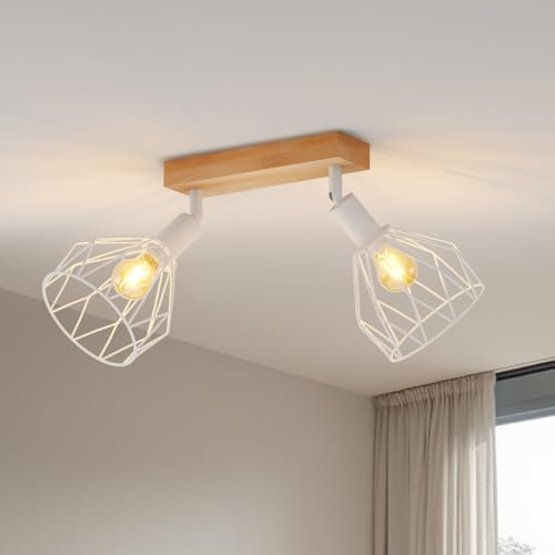 LVWIT Light Fittings Ceilings,Spot Light Fittings Ceiling,White Wall Kitchen Lights with E14,Adjustable 2 Way Spotlights,Industrial Wall Light,Ceiling Light for Living Room(NO Bulbs)