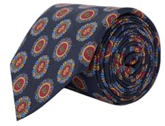 SILBON Corbata Circulos Azul Marino Para Hombre