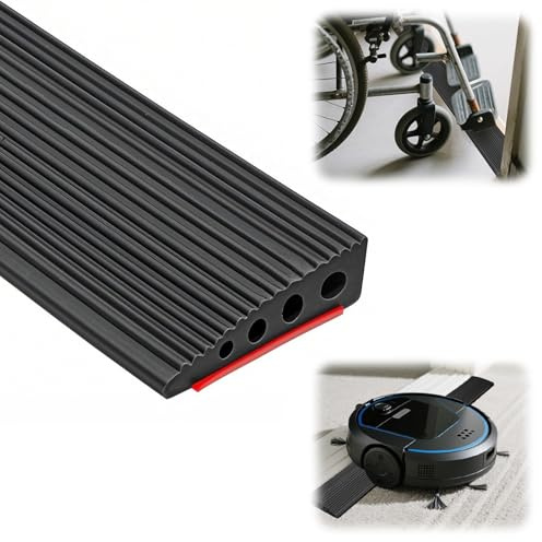 Dörrtröskelramper, PVC rullstolsramp, 100 x 8 x 2 cm, tröskelramp, halkfri yta, gummiramp, uppkörningsramp för rullstol, barnvagn, rullator eller skoter (svart, 2)