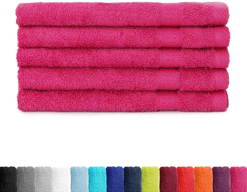 BaSaTex Toalla de invitados de algodón, 5 unidades, 30 x 50 cm, magenta