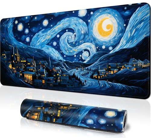 LEKUNI Alfombrilla De Ratón XXL Speed Gaming 900 X 400 mm - Alfombrilla para Ratón, Alfombrilla Escritorio Grande, Mouse Pad Mejora La Precisión Y La Velocidad -Cielo Estrellado