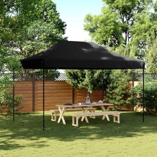 Nqyjm Trädgårdspaviljong utomhus hopfällbar mottagningstält infällbar svart 440 x 292 x 315 cm, lusthus tält för bröllop, fester, camping, kommersiella evenemang