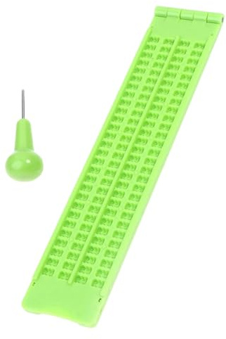 Lavagna Braille – Lavagna A 4 Righe E 28 Celle, Strumento In ABS, Cornice Per Pratica Cieca Con Penna | Ausilio Per L'apprendimento In Braille Per Insegnanti E Studenti Educatori Casa S