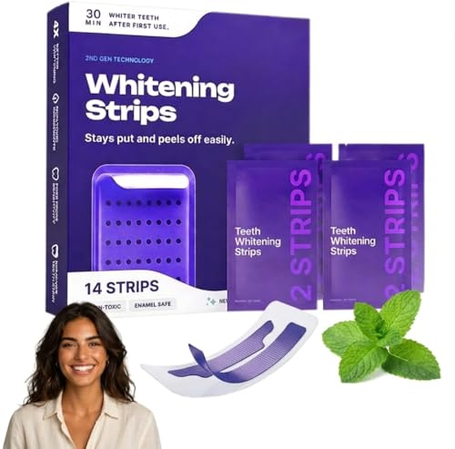 Strisce Sbiancanti Denti Viola - Risultati in 7 Giorni - Sbiancante Denti Whitening Strips Senza Perossido per Denti Sensibili - Tecnologia viola correttiva del colore (14pz)
