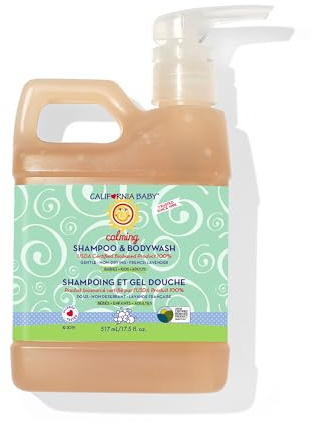 California Baby Calming Baby Shampoo + Baby Wash | 100% Plant-Based | Lavender Body Wash For Sensitive Skin | Hypoallergenic | 517 mL / 17.5 oz.