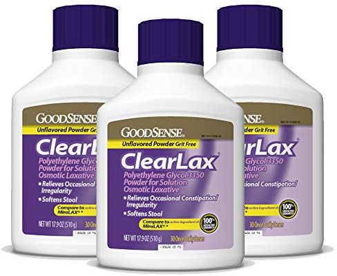 GoodSense Polyethylene Glycol 3350 Powder for Solution, Osmotic Laxative, Softens Stool, Relieves Occasional Constipation, 17.9 Ounce (Pack of 3)