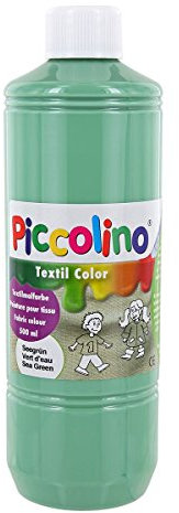Textilfarbe Seegrün, 500ml Flasche - PICCOLINO Textil Color - Stoffmalfarbe auf Wasserbasis, hochwertig, gebrauchsfertig, ergiebig