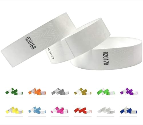 500 pezzi - 19 mm Wristbands, Braccialetti, Bracciali, Festival, Night-Club Braccialetti (White)