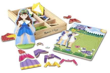 Melissa & Doug Princess & Horse Magnetic Dress-Up Wooden Dolls Pretend Play Set