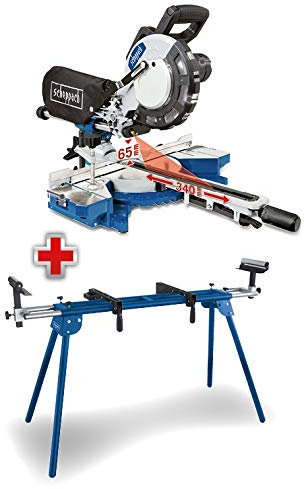Scheppach Kappzugsäge HM216 Kappsäge Gehrungssäge mit Laser | Sägeblatt Ø 216mm | 2000W Leistung | Drehtisch mit Schnellarretierung | inkl. 2 Sägeblatt (HM216 + UMF1600)