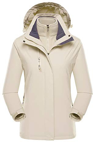 Chaqueta 3 en 1 para Mujer Capucha extraíble Impermeable Corto Señoras Invierno Saco Forro Polar para al Aire Libre Esquiar Negro, Morado, Rosa, Rosa, Verde, Beige (L, XL, 2XL, 3XL, 4XL, 5XL, 6XL)