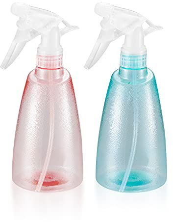Juliyeh Lot de 2 flacons pulvérisateurs de 500 ml - En plastique - Vaporisateur Mister - Pour le nettoyage de la maison, le jardin, la coiffure, les plantes, les fleurs - Rose/vert