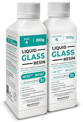 Résine Époxy Transparente Liquid Glass, Effet Verre - Idéale pour Bricolage, Bijoux, DIY et décorations, créations artistiques, modélisme. Colorable, facile à utiliser (300 gr)