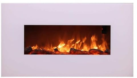 Sined Monte Chimenea Electrica De Pared En Acero y Cristal 1500w Efecto Llama Led Blanco Efecto Llama Led Real 6 Niveles De Intensidad con Mando a Distancia Ideal para El Hogar y La Oficina 98 Cm