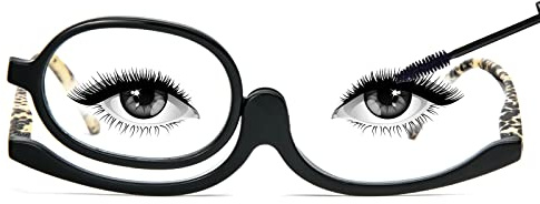 MMOWW Maquillaje Gafas de Lectura para Mujer, Flip Rotación Anteojos De Aumento, Gafas de Lectura Portatiles Lectura Plegable Gafas (Negro, +1.0)