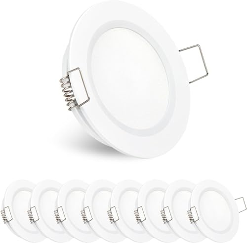 Obeaming 12V LED Spot Lights Campervan Dimmable Recessed Mount Ceiling Light 2.5W Roof Downlight for Motorhome Caravan Boat Yacht Cabin Under Cabinet Interior Kitchen Bathroom (White, 3000K)
