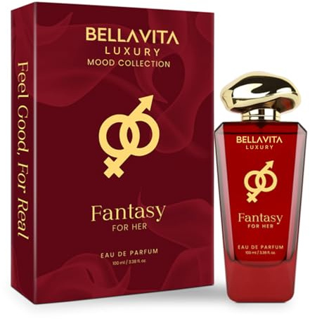 BELLAVITA Luxury Mood Collection FANTASY Parfüm für Damen, 100 ml, Pheromon-inspirierte Technologie, langanhaltender Duft, Noten von rosa Pfeffer, Orange und Safran, blumiger, würziger Premium-Duft