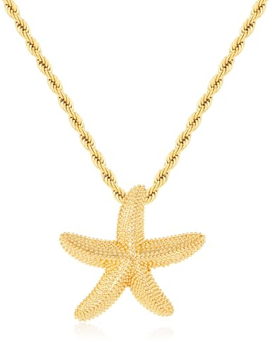 TOVABA Tjockt guldhalsband enkelt sjöstjärna snäcka snäckskal halsband bohemiskt sommar strand halsband för semester, Mässing, Ingen ädelsten